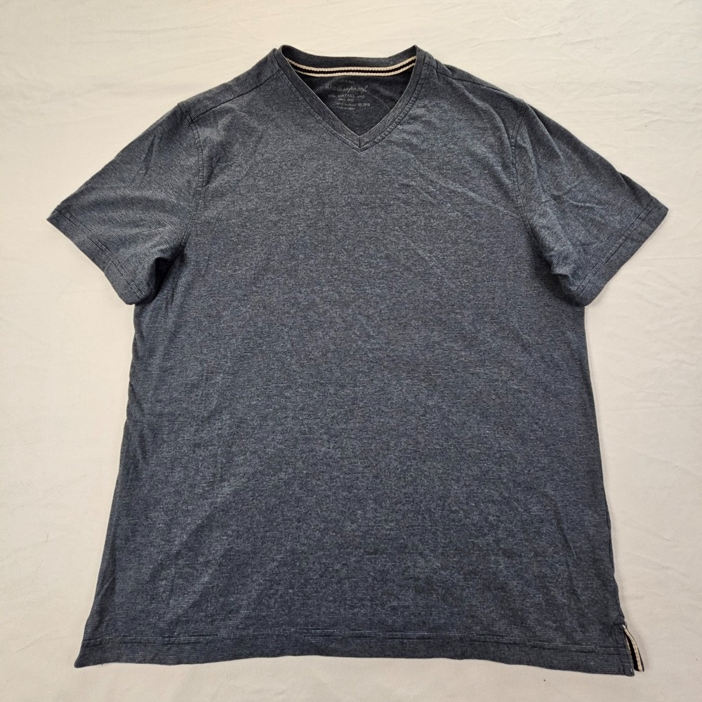 Weatherproof Blue Striped Short Sleeve Cotton Blend V-Neck T-Shirt Men's XL